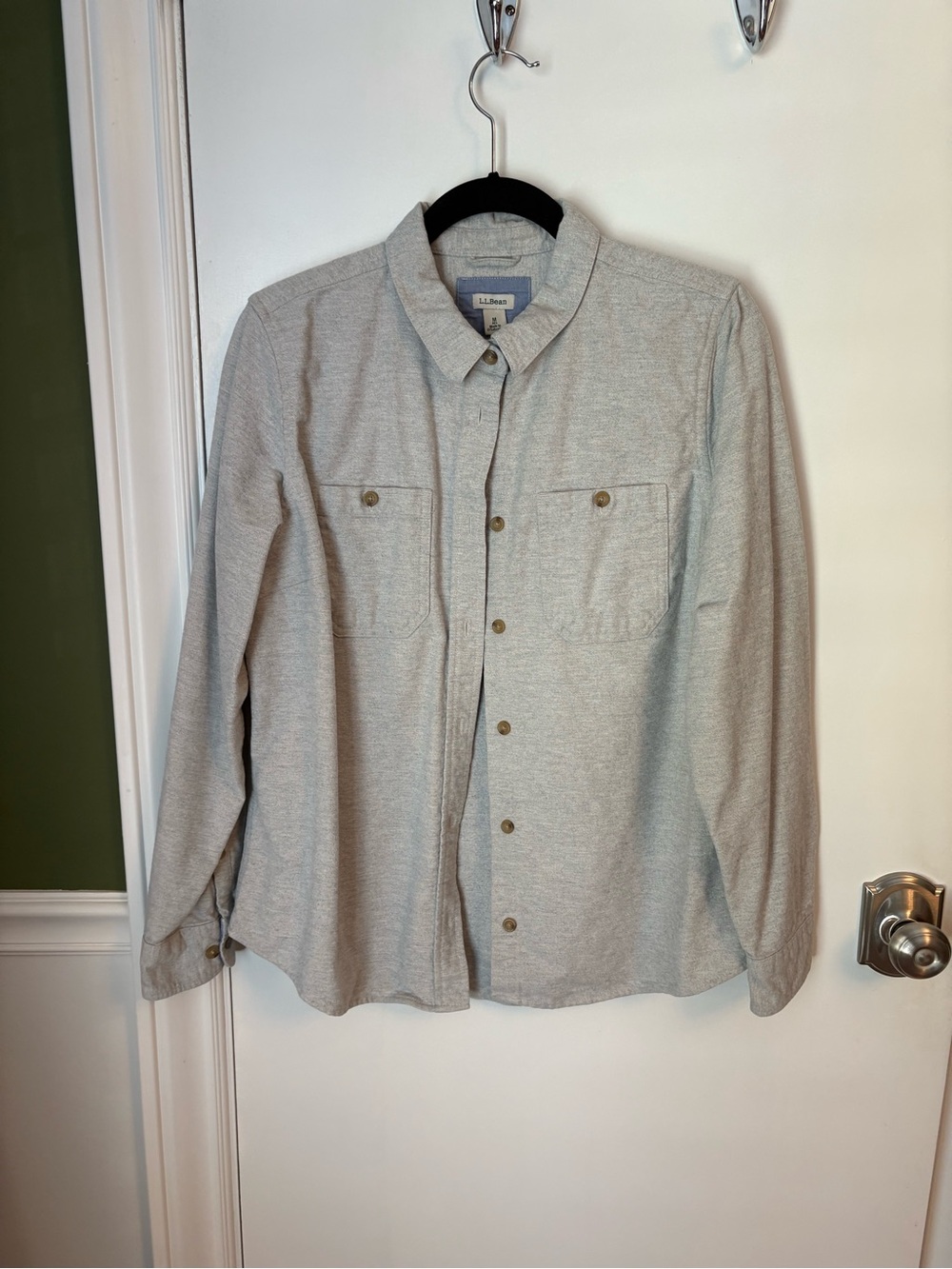L.L. Bean Light Gray Button-Up Shirt